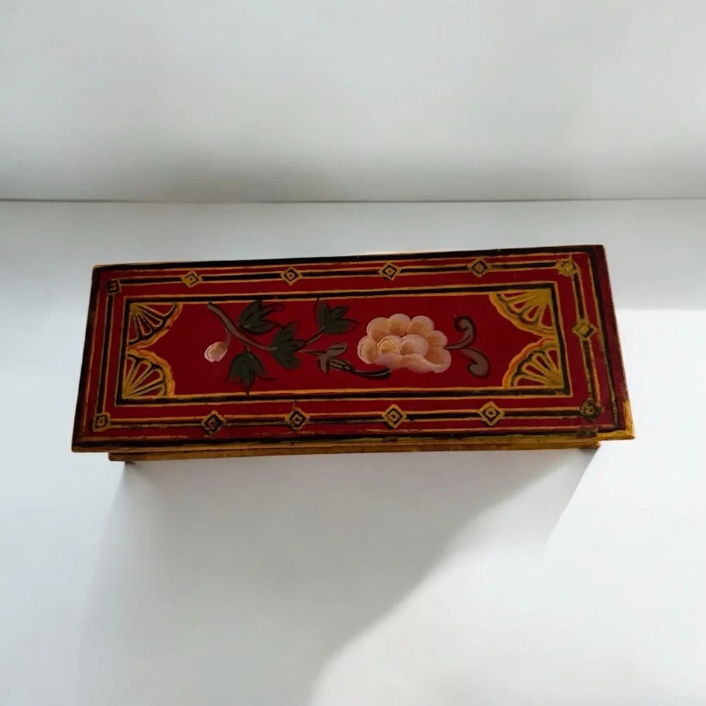 Vintage Wood Handpainted Box With Drawer